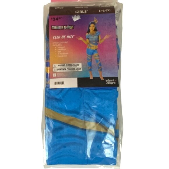 Monster High Cleo De Nile Child Costume Set Size Small 6/6X Jumpsuit Necklace Be - Picture 2 of 3